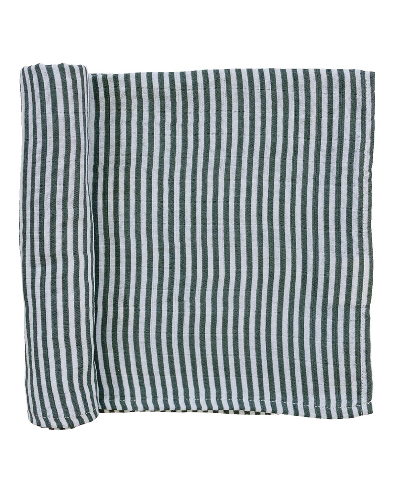 Green Stripes Muslin Swaddle Blanket