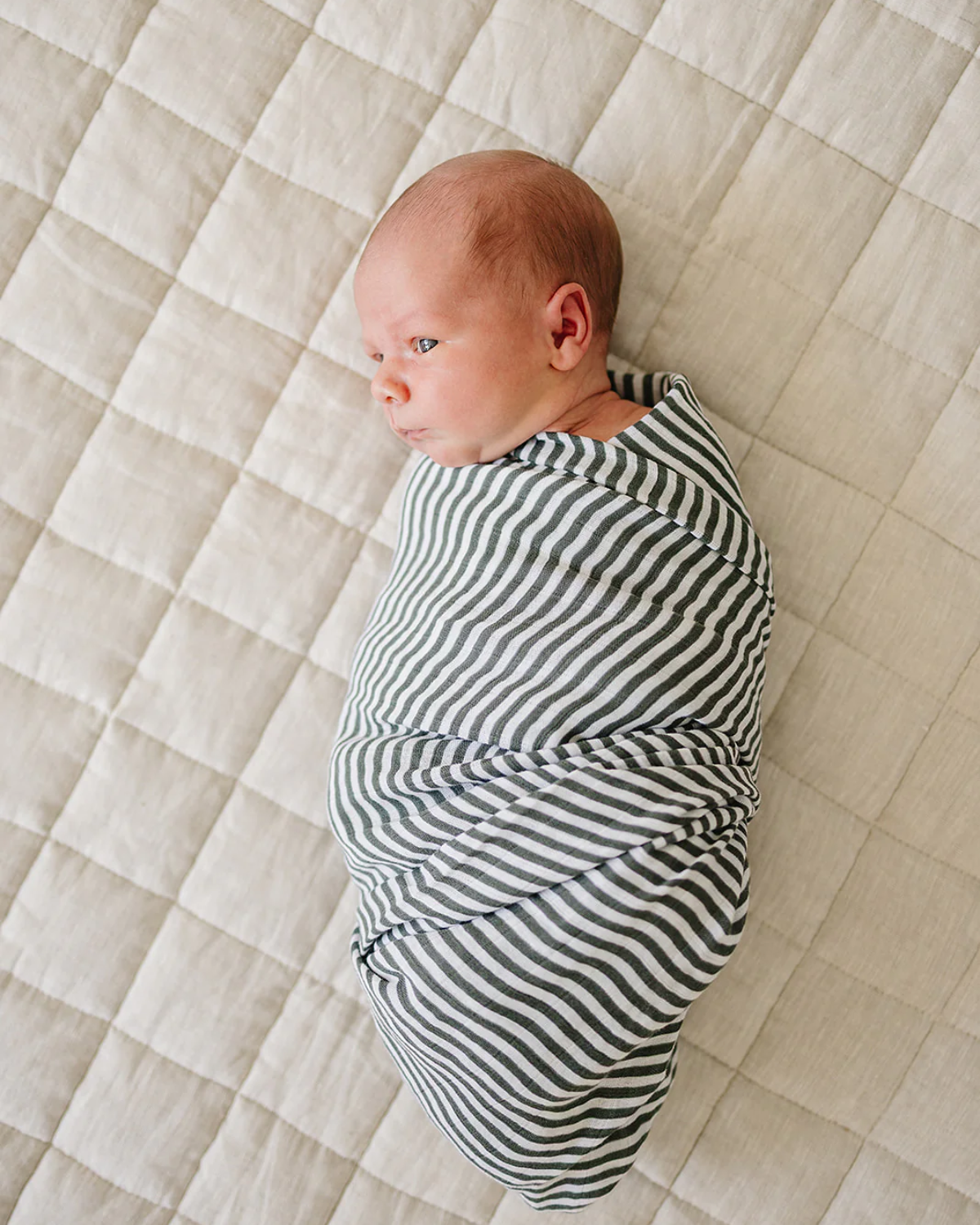 Green Stripes Muslin Swaddle Blanket