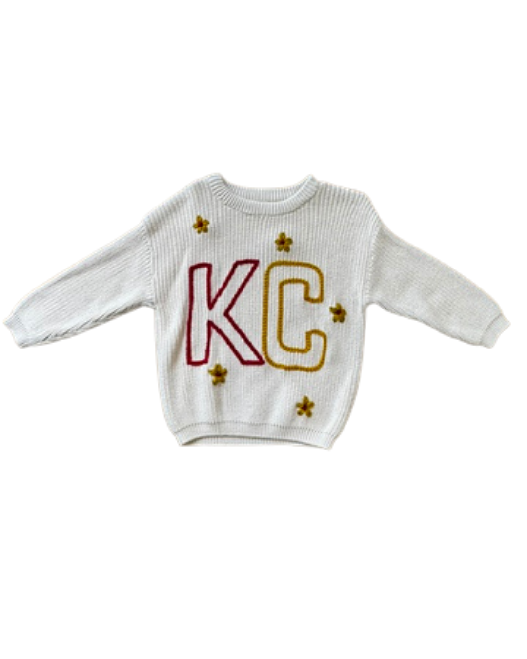 Hand Embroidered Sweater - KC with flowers