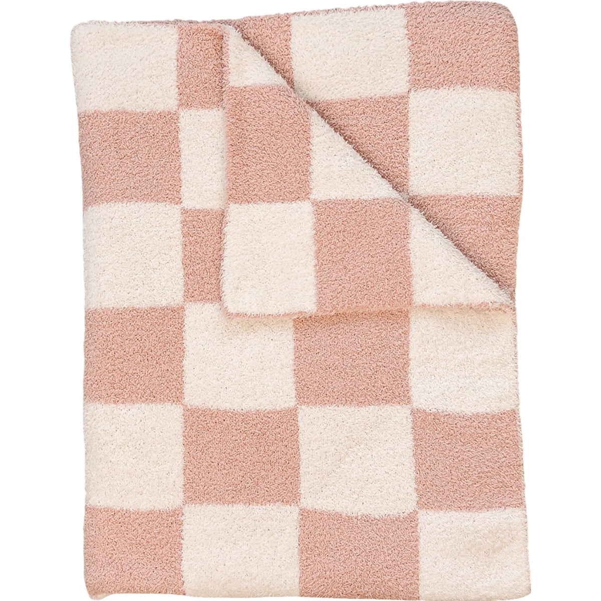 Pink Checkered Plush Blanket