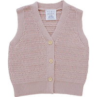 Pink Knit Button Down Vest