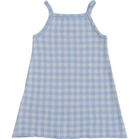 Blue Knit Gingham Dress
