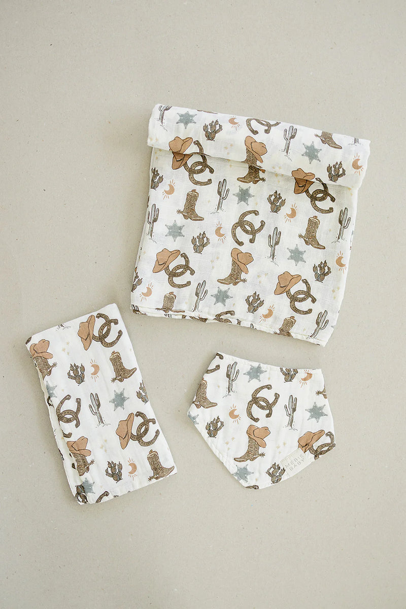 Outlaw Cowboy Muslin Burp Cloth