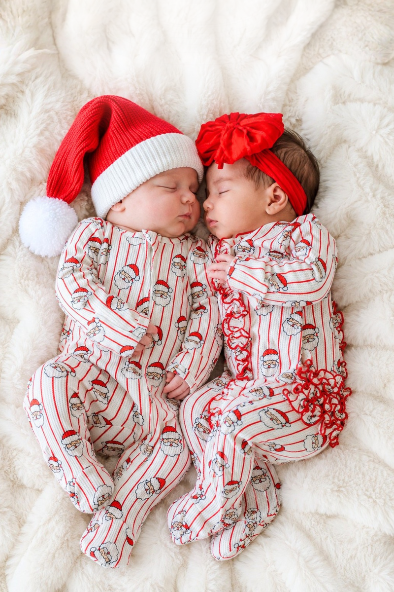 Christmas Bamboo Waffle Zipper Footie | Holly & Jolly