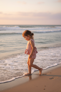 Flutter Tankini Set (soft pink ribbed)