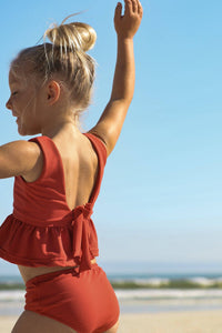 Flutter Tankini Set (brick ribbed)