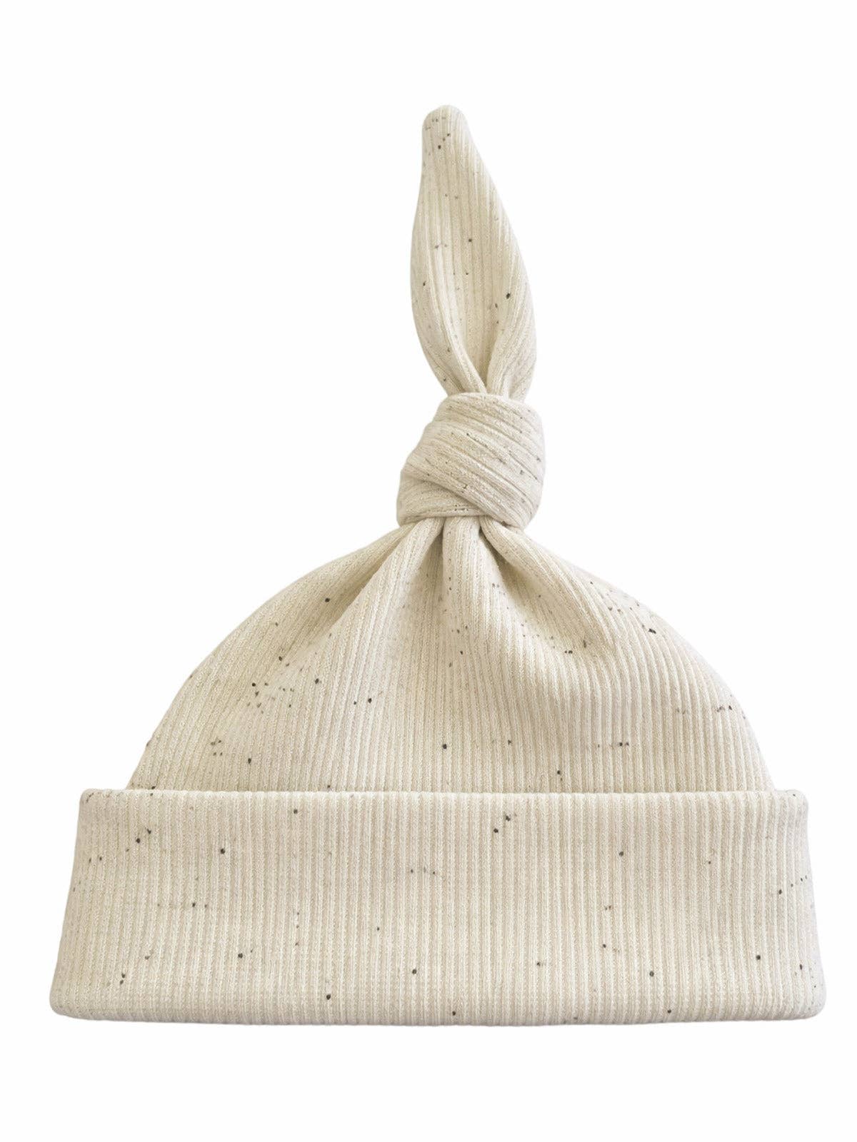 Cream Speckle Organic Ribbed Beanie