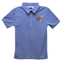 Kansas Jayhawks Embroidered Royal Stripes Polo Shirt