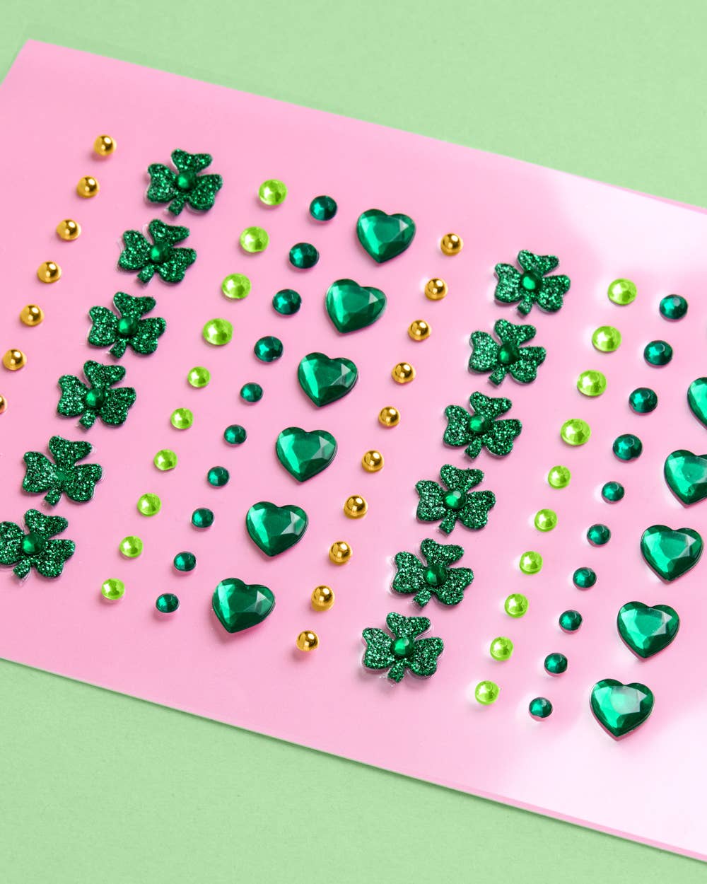 St Patty's Face Gems | green, gold, st patricks, glam