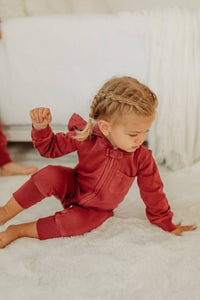 Cherry | Organic Cozy Zipper Romper