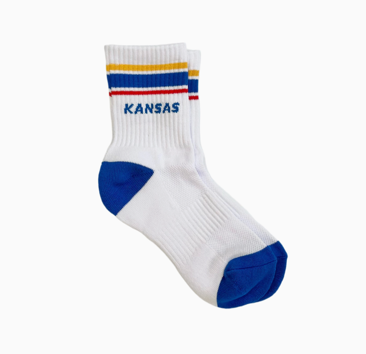 Kansas Socks - YOUTH - White w/ Blue, Red & Yellow