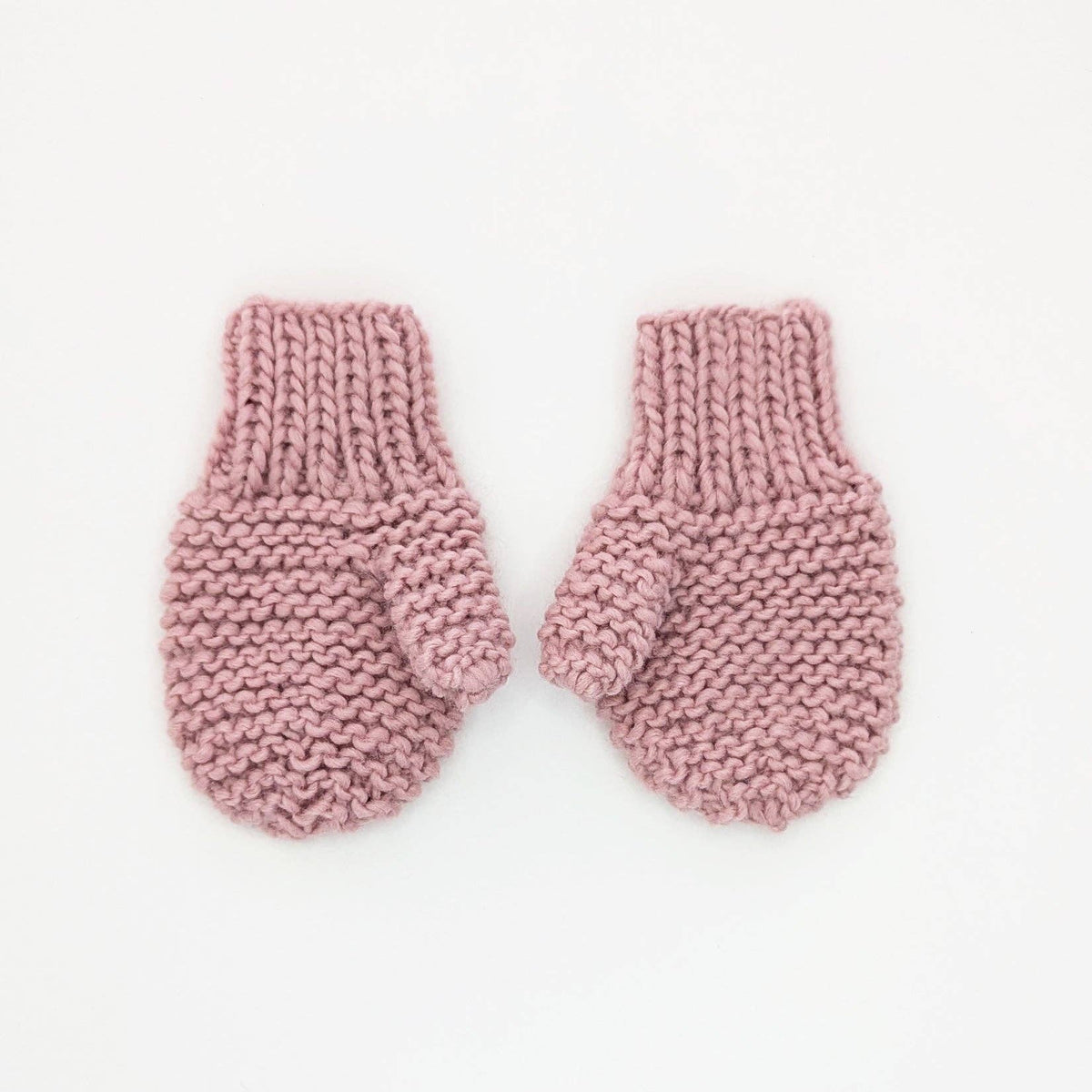 Garter Stitch Mittens - Rosy