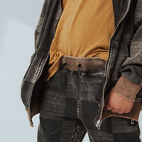 Washed Black Denim Check Joggers