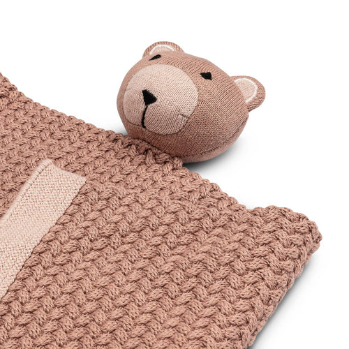 Violet Knitted Teddy Bear Lovie Blanket
