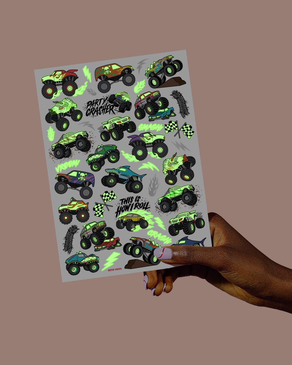 Monster Truck Glow In The Dark Temporary Tattoos