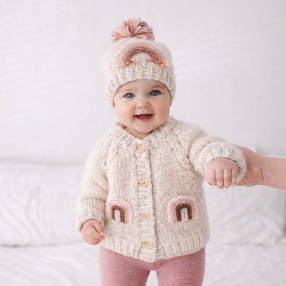 Mauve Rainbow Pocket Cardigan Sweater