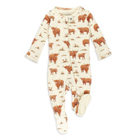Highland Cow | Organic Zipper Footie