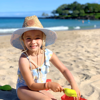 Little Straw Lifeguard Hat (Blue Monstera)