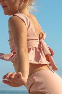 Flutter Tankini Set (soft pink ribbed)