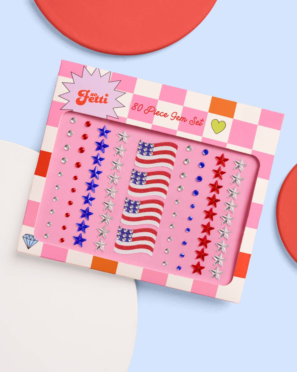 America Face Gems | Patriotic Face Stickers, Red White Blue
