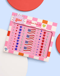 America Face Gems | Patriotic Face Stickers, Red White Blue