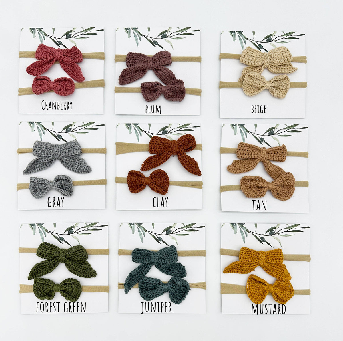 Crochet headband bow 2pc