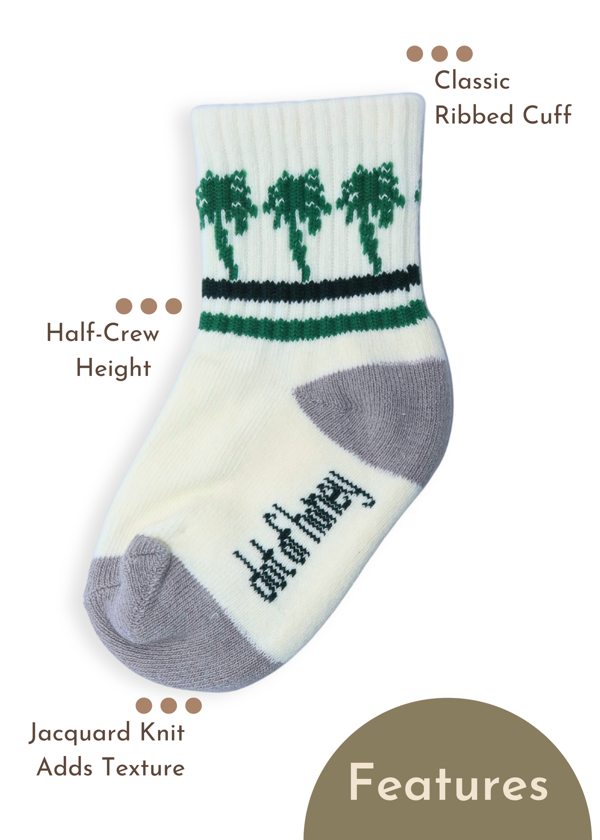 Baby/Toddler Half-Crew Socks 2-Pack, Sis & Palms