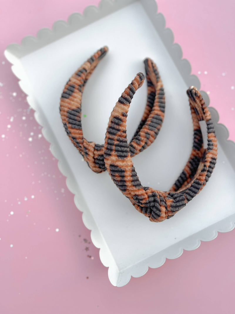 Leopard Ribbed Knotted Headband