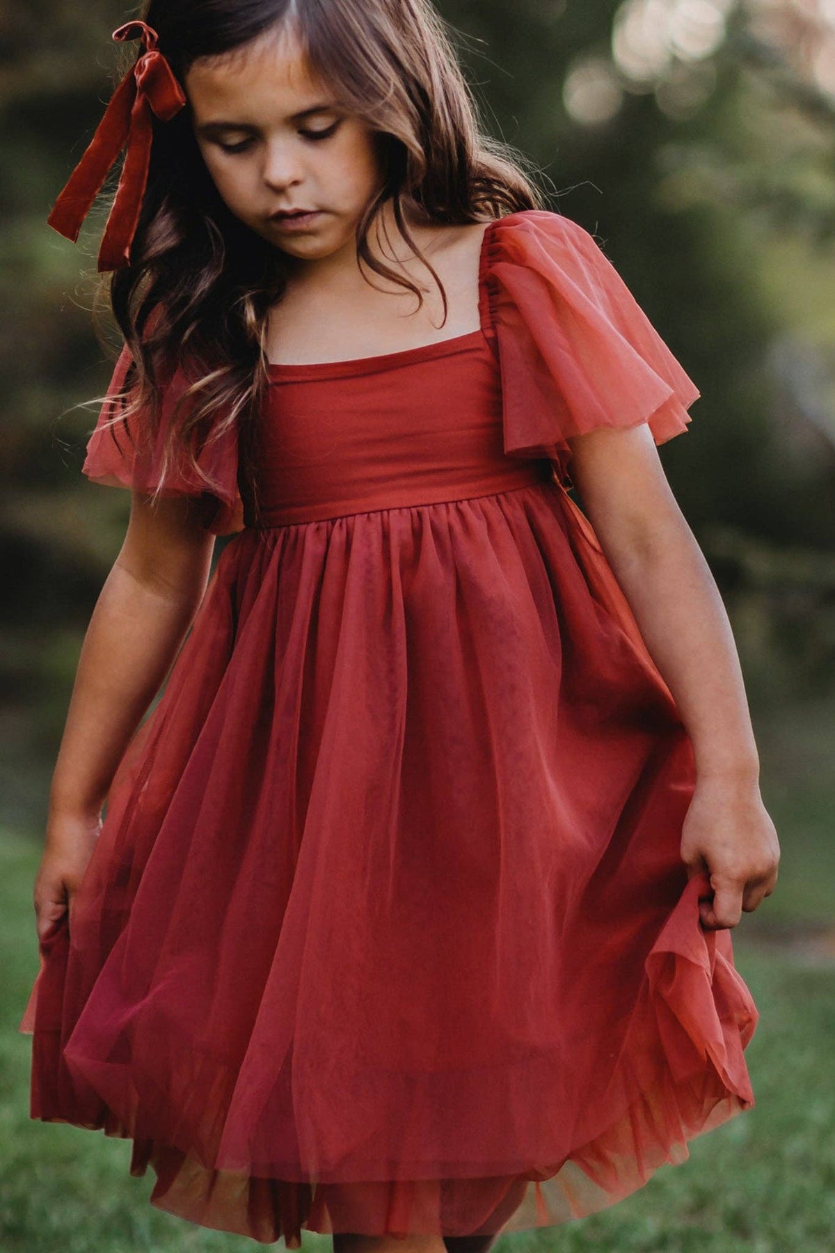Fawn Dress (venetian red tulle)