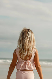 Flutter Tankini Set (soft pink ribbed)