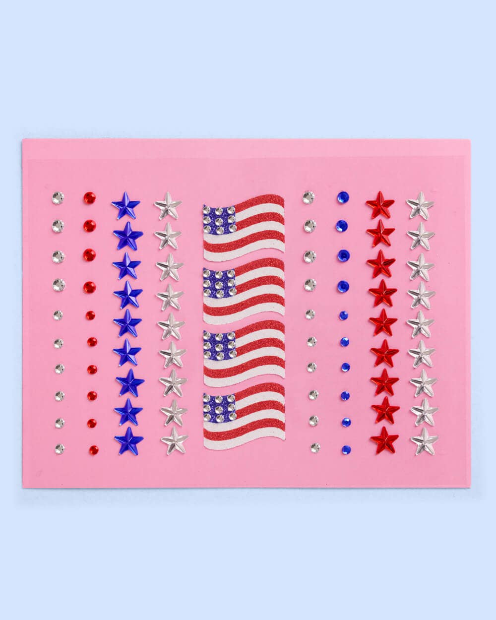 America Face Gems | Patriotic Face Stickers, Red White Blue