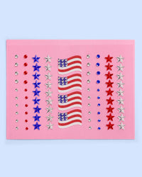 America Face Gems | Patriotic Face Stickers, Red White Blue