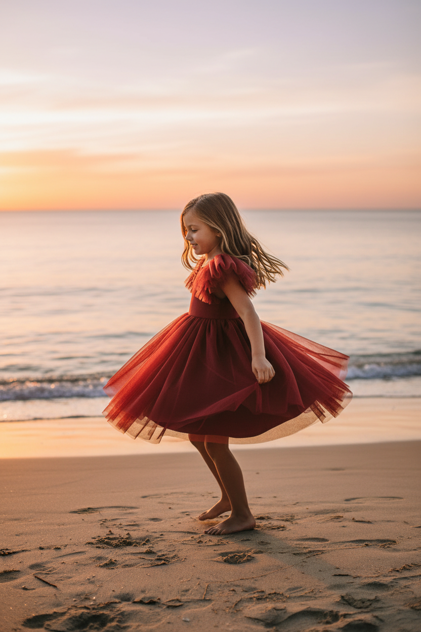 Fawn Dress (venetian red tulle)