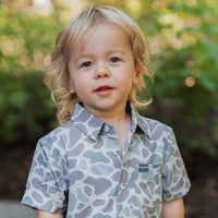 Youth Performance Button Up - Classic Deer Camo