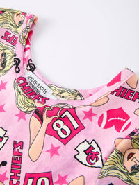 Pink Girls Long Sleeve Dress Taylor Swift Chiefs Print