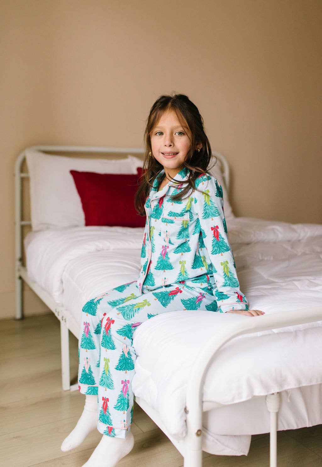 2 piece Button Up Pj Set In Trim The Tree