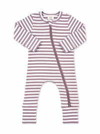 Violet Stripe Ribbed 2-Way Zip Romper