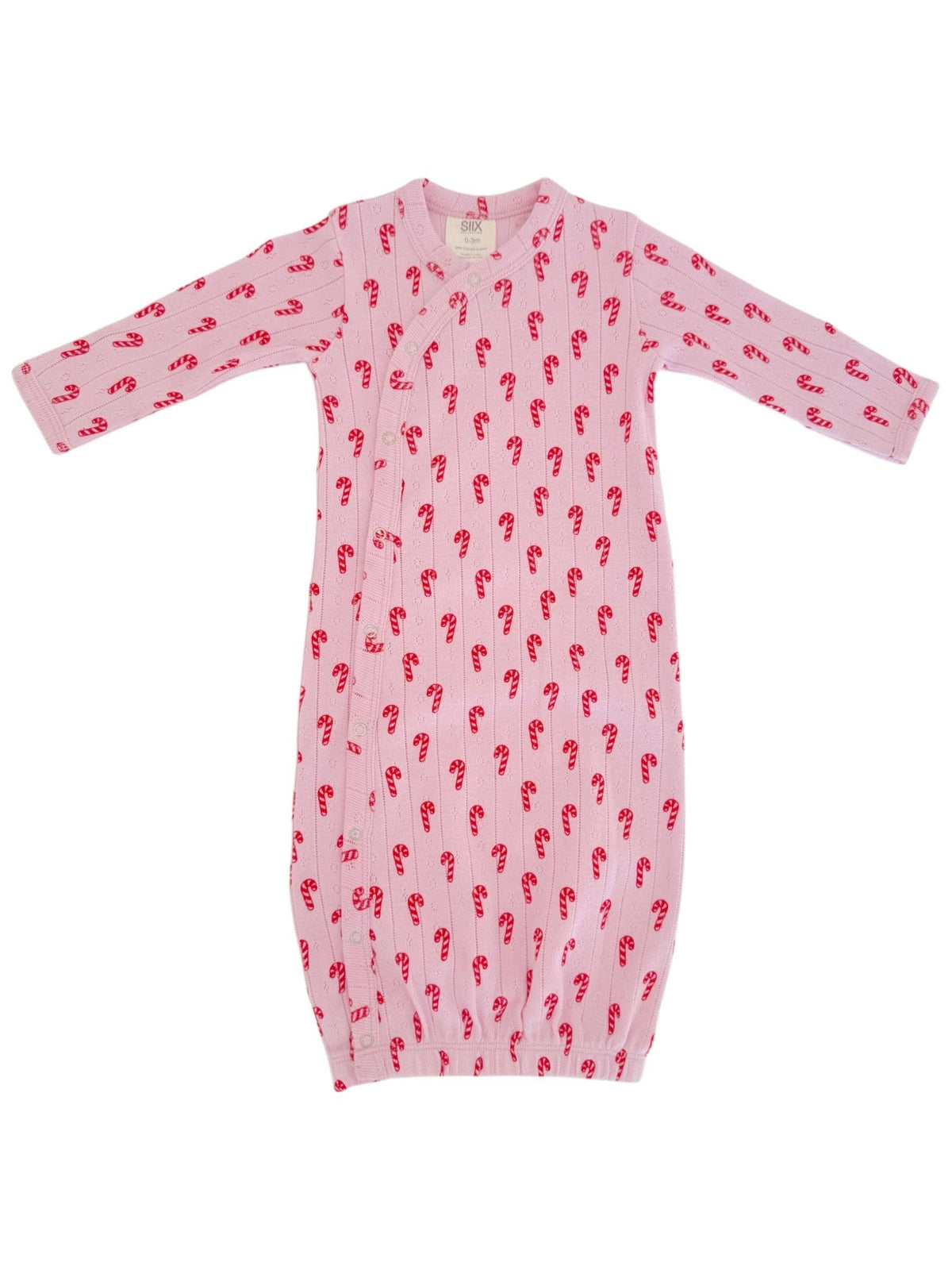 Pink Candy Cane Organic Pointelle Gown