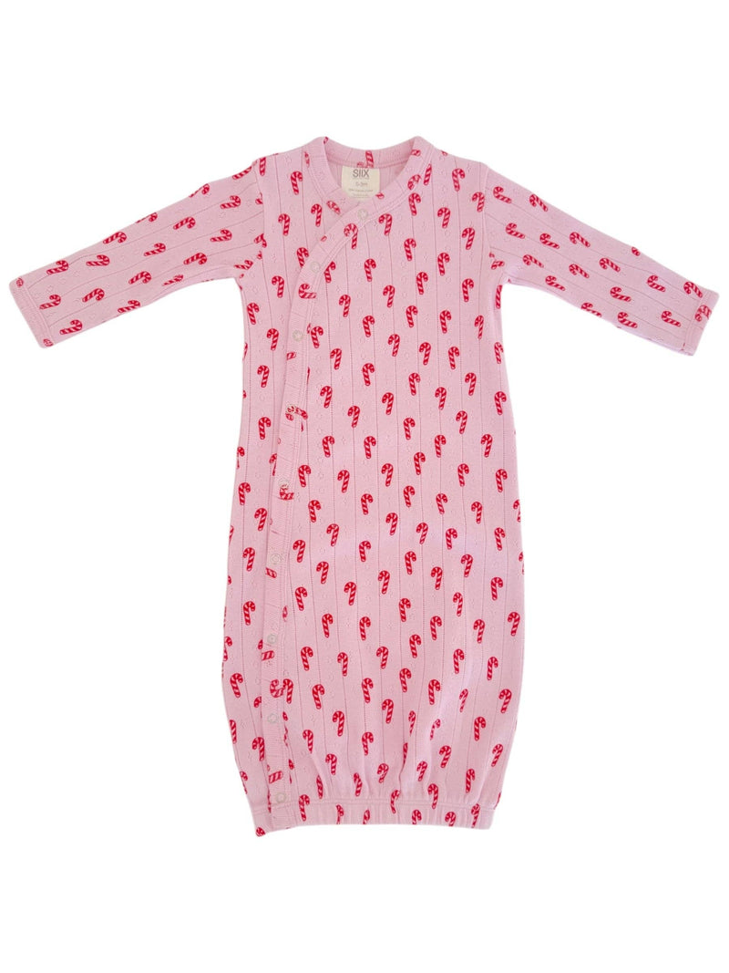 Pink Candy Cane Organic Pointelle Gown
