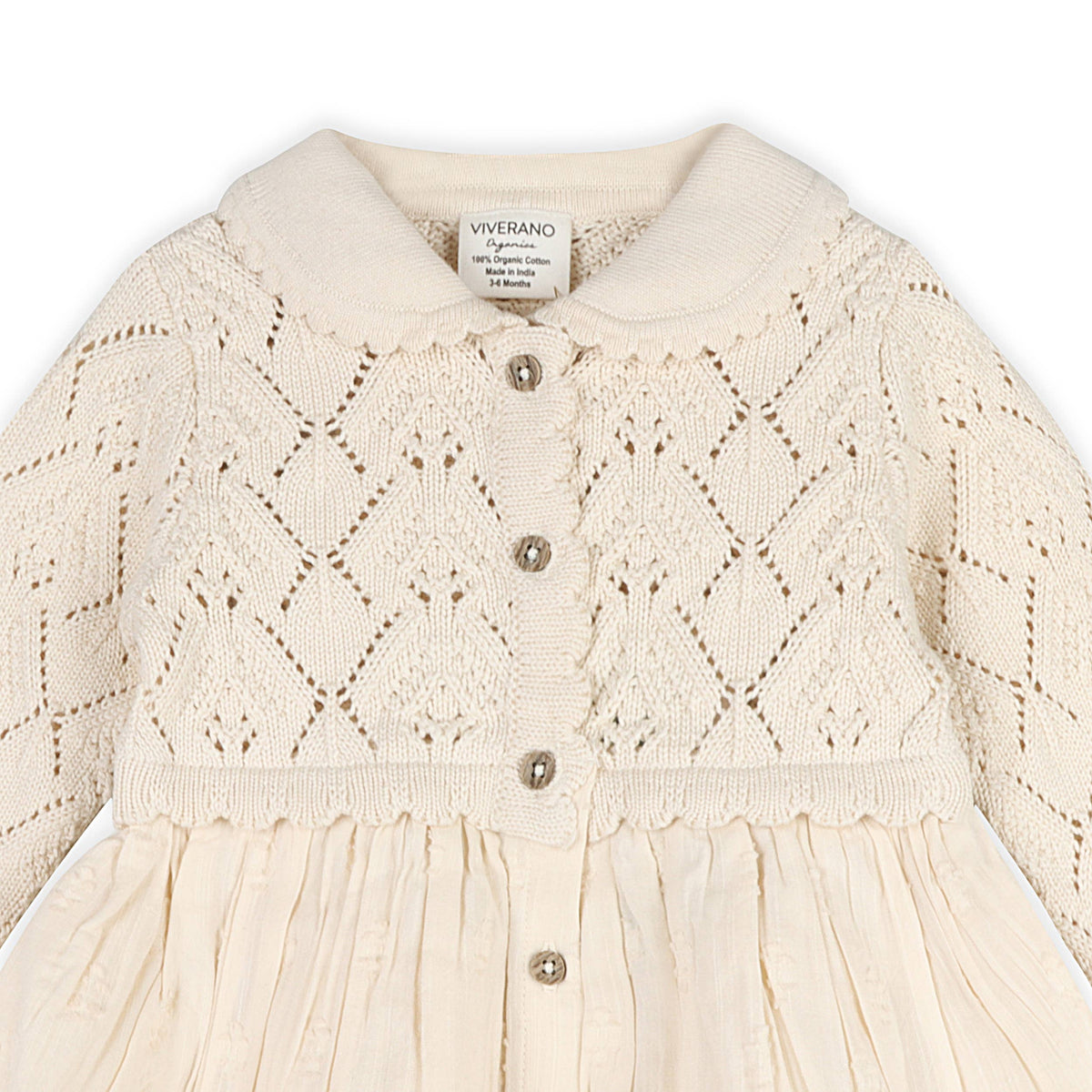 Phoebe Pointelle Knit Sweater Baby Dress (Organic Cotton)