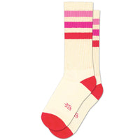 Marcia Retro Gym Crew Socks Pink Stripes