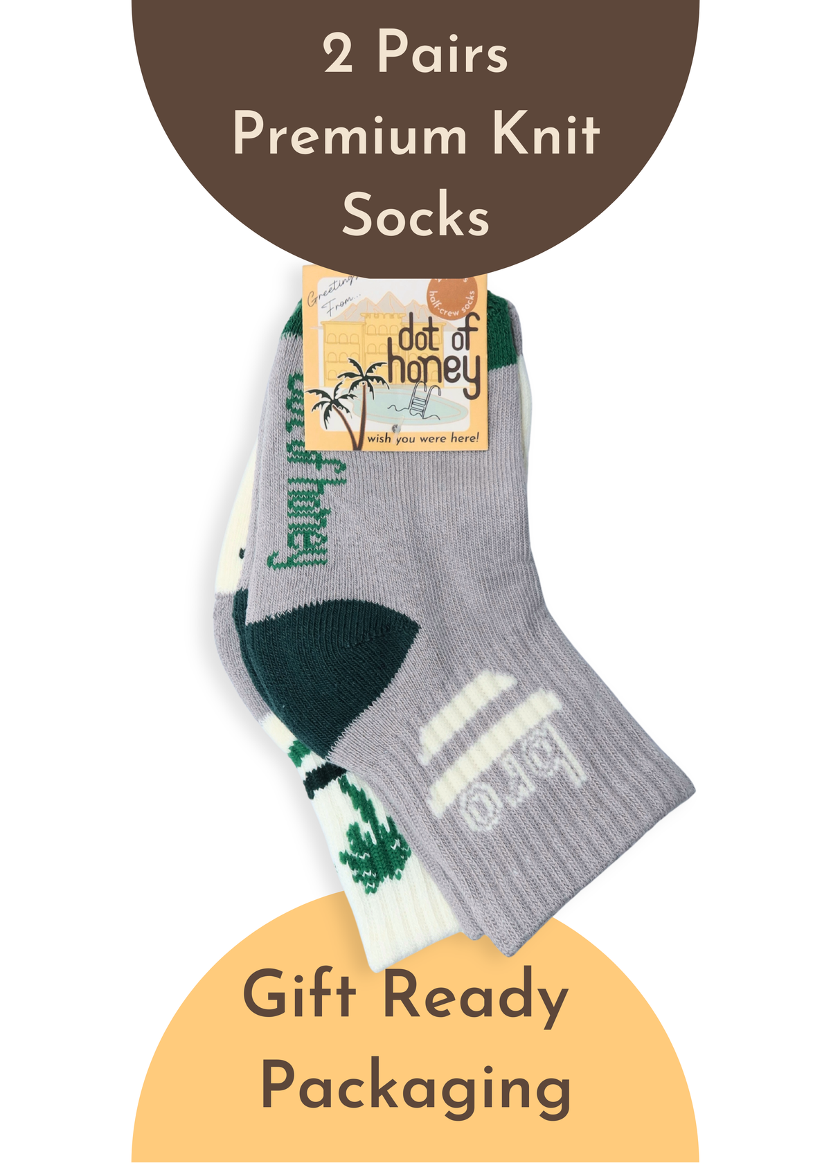 Baby/Toddler Half-Crew Socks 2-Pack, Bro & Palms