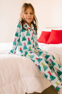 2 piece Button Up Pj Set In Trim The Tree
