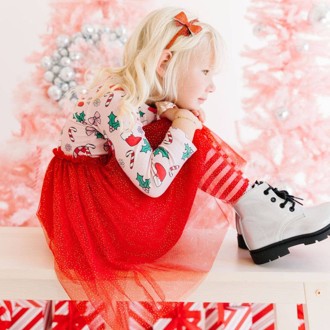 Disco Christmas Long Sleeve Tutu Dress