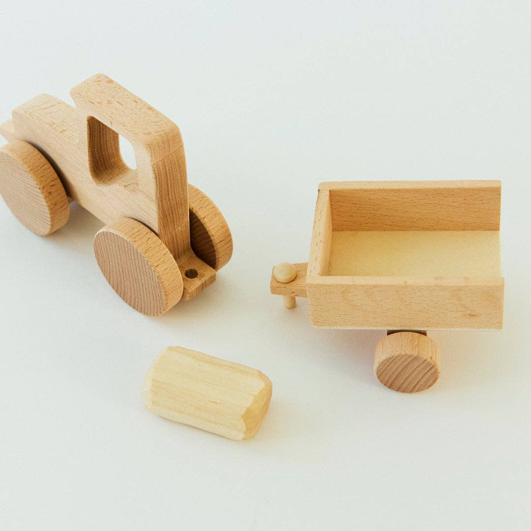 Wooden Tractor with Wagon