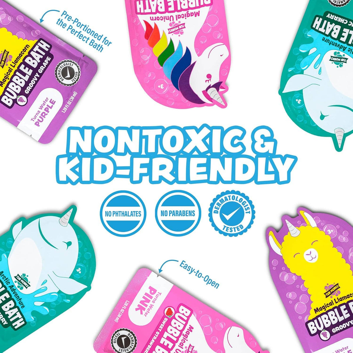 Tub Works® Magical Kids Bubble Bath, Variety | Pink, Purple & Teal Bath Colors