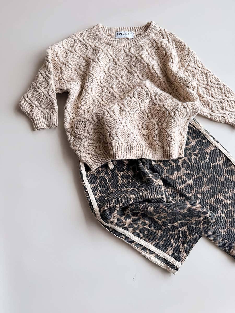 Little Cub Denim Track Pants | Leopard Racer