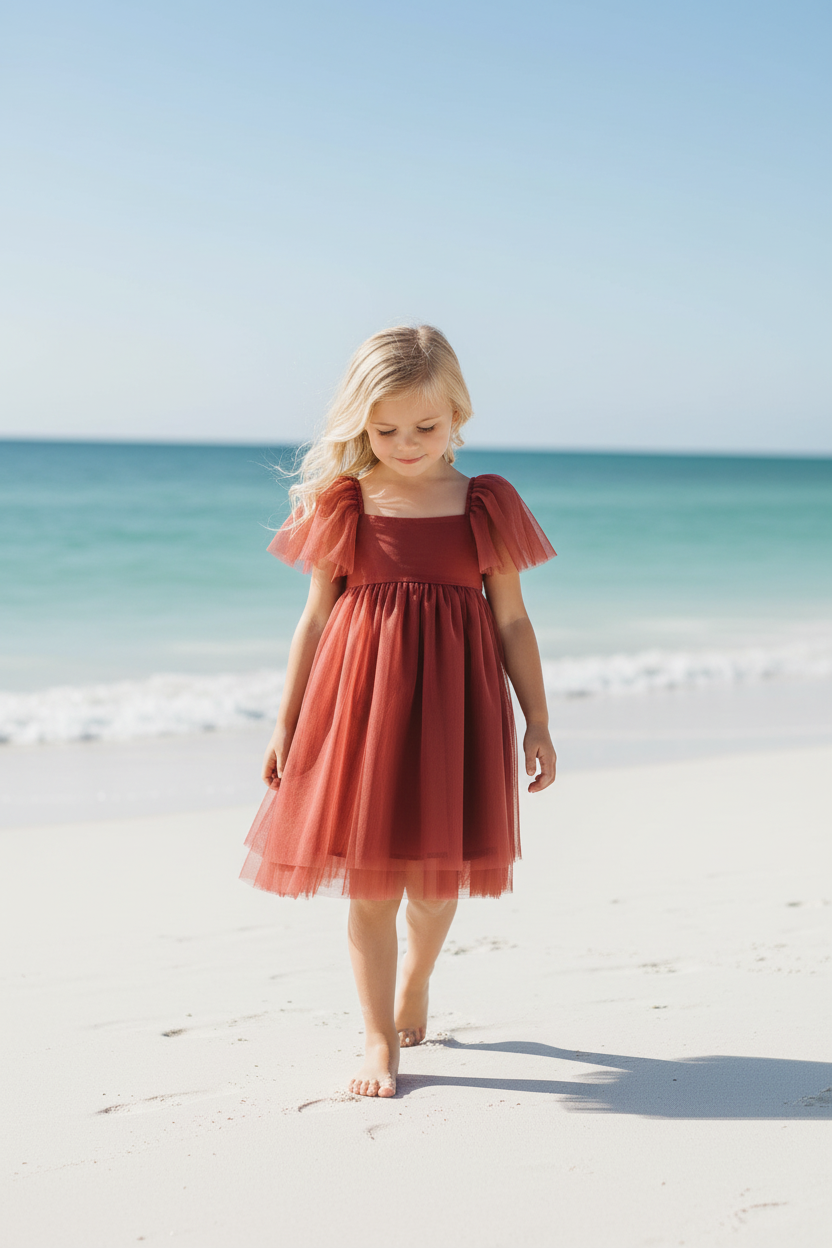 Fawn Dress (venetian red tulle)