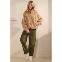 Women's Heart Printed Sherpa Button Up Jacket