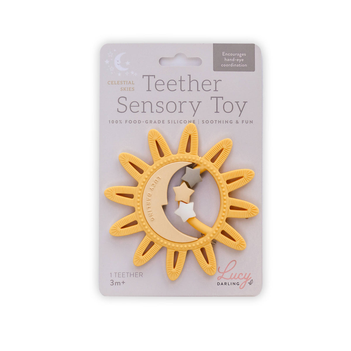 Little Celestial Moon and Stars Baby Teether